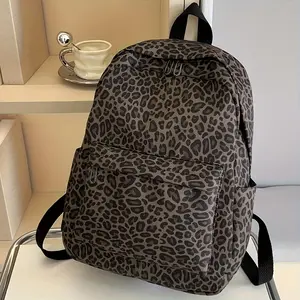 Large Capacity School Backpack Suitable for College, Travel & Commuting - Lightweight Bookbag with Adjustable Shoulder Straps, Leopard Print & Zipper Closure, for Middle School to University Students, Daily Commuter Office, for Teenager