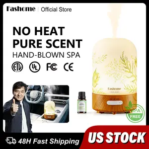 Fashome Hand Blown Glass Essential Oil Diffuser, Ultrasonic Cool Mist Aromatherapy Humidifier Whisper Quiet Auto Shut-Off for Home Bedroom Office, AI Smart Chip 3 Modes Odor Elimination & Fragrance Release PK FEPP Waterless Diffuser VEVO Scent Air Machine