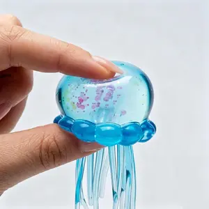 Jellyfish Squeeze Toys, Jellyfish Squishy，Drop Malt Sugar Balls Relieve Stress, Sensory Toy with a Super Solid Squish for Adult, Squishy Ultra Squishy and Moldable Slow Rise (Blue)