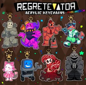 REGRETEVATOR SERIES 3 Keychains - Fleshcousin, Jeremy, Reddy, Gregoriah, Mozelle, Scag, Slimyim, MR Keychain Acrylic, Cute, Durable, And Perfect For Bags, Keys, Or Gifts. Great For Daily Use Or As Thoughtful Little Gifts For Your Friends And Yourself.