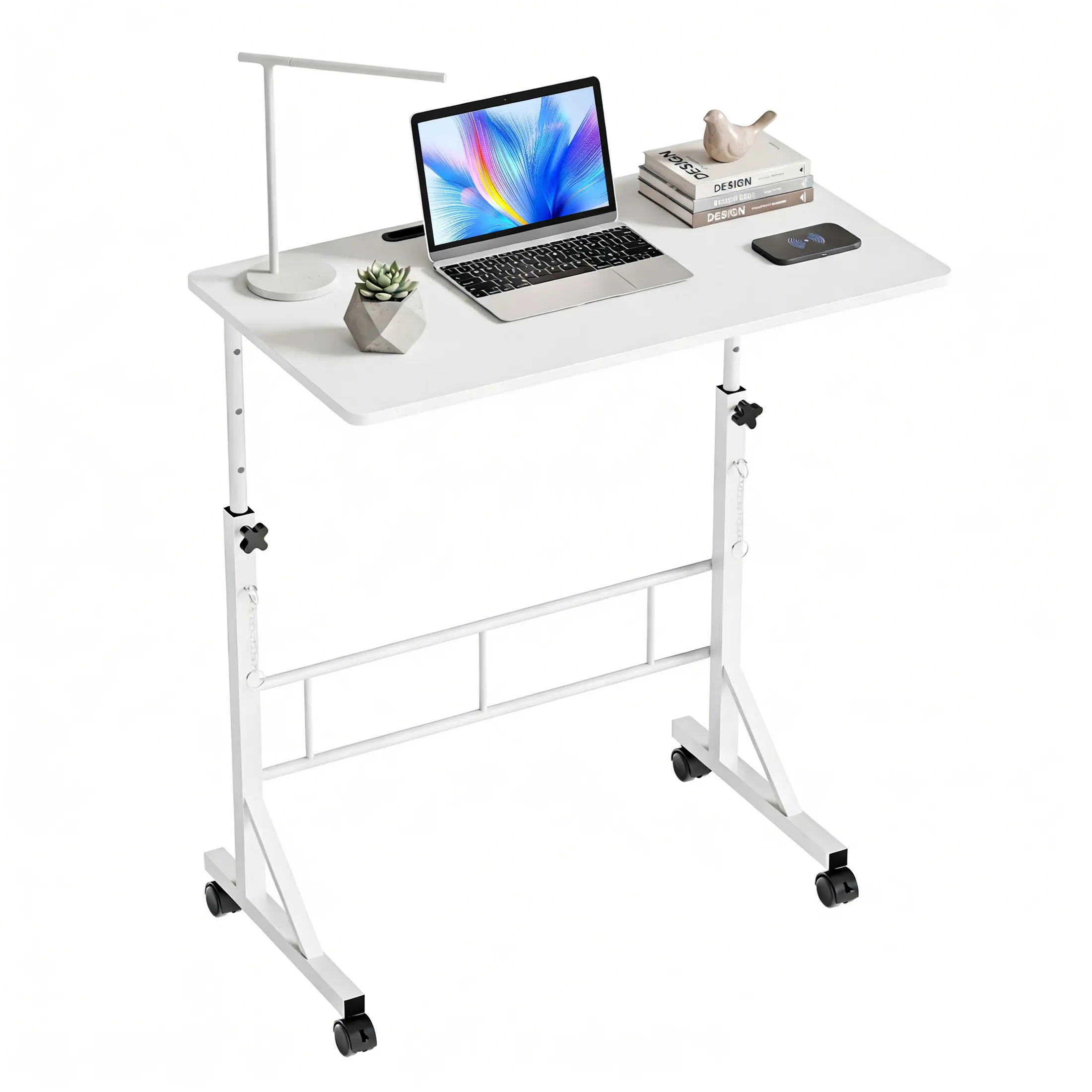 31.5" Adjustable Height Mobile Desk with Locking Wheels & Pin-Lock, Portable Workstation for Walking Pad & Active Home Office