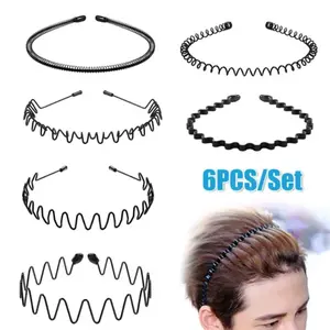 Unisex Anti-Slip Wave Headbands Set, Simple Casual Sports Hair Bands, Durable Design for Daily Use & Outdoor Activities, Zigzag Headband, Workout Headband