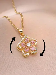 Twirling Bauhinia Bling | 360° Rotating CZ Flower Pendant Charm Necklaces | Light Luxury, Niche Design | Perfect Gift for Besties |