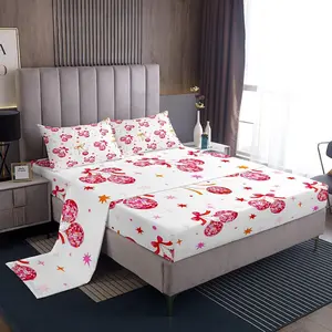 Disco Mirror Ball Sheet Set,Pink Red Bow Sheets with Deep Pocket Fitted Sheet for Boys Girls Teens,Funky Cute Bed Sheets Set,Bedding Set