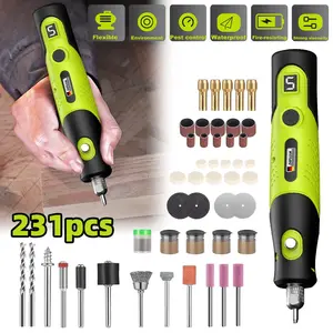 Rotary Tool Kit Mini Cordless, 231pcs Accessories with 5 Variable Speeds (5000-18000RPM), USB Rechargeable for Sanding, Polishing & DIY Projects