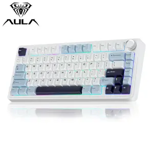 AULA F75 75% Mechanical Wireless Keyboard, Hot Swappable Creamy Model with Pre-lubed Reaper Customizable Switches, 2.4GHz/Type-C/Bluetooth 5.0 Connectivity, RGB Illuminated Bluetooth Mechanical Keyboard (White & Blue), Creamy Keyboard, Bluetooth Keyboards