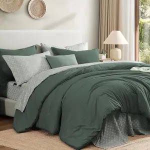 Comforter Set - 7 count Deep Forest Prewashed Bed in a Bag  Bedding Sets with Comforters, All Seasons Down Alternative Comforter Bed Set with Sheets,Pillowcases & Shams
