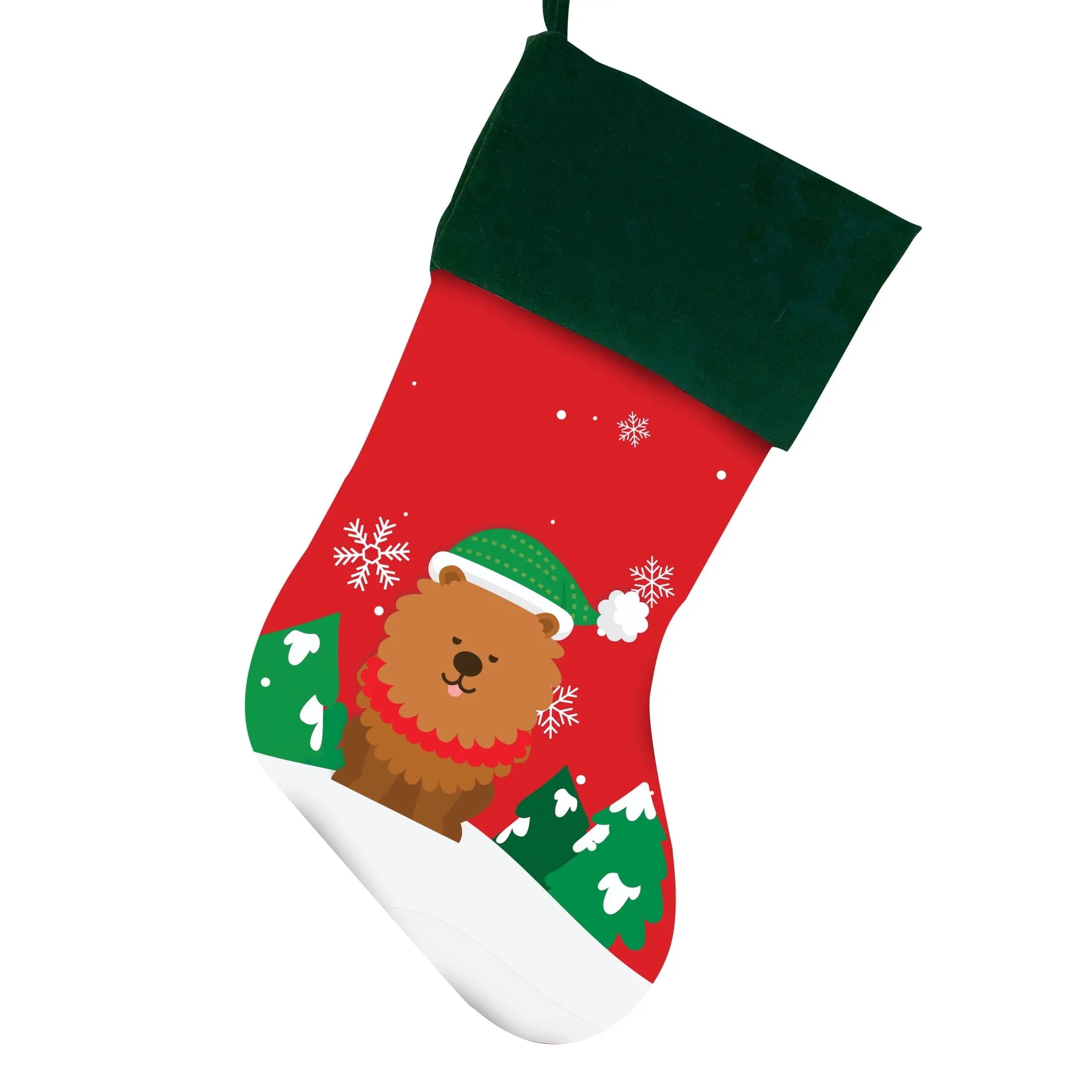 Chow Chow Christmas Stocking For Dog, Measures 19", Red Pet Stocking