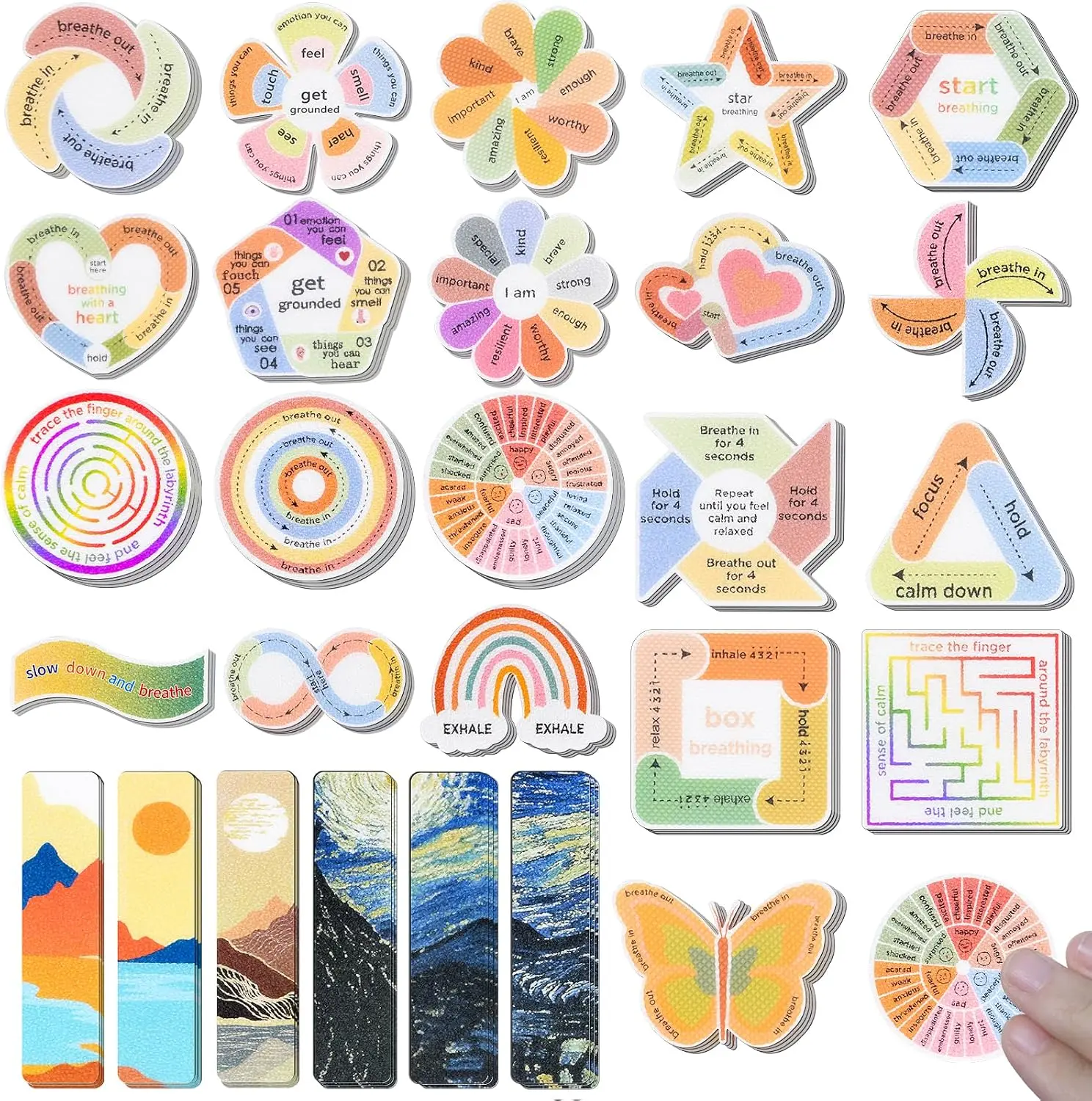 102 Pieces Sensory Stickers for Calm, 2 Texture Styles, Anxiety Relief | Calming Sensory Tool for Mindfulness, Stress Relief & Focus, Fidget Stickers for Adults & Teens, Office, Home & Desk Use