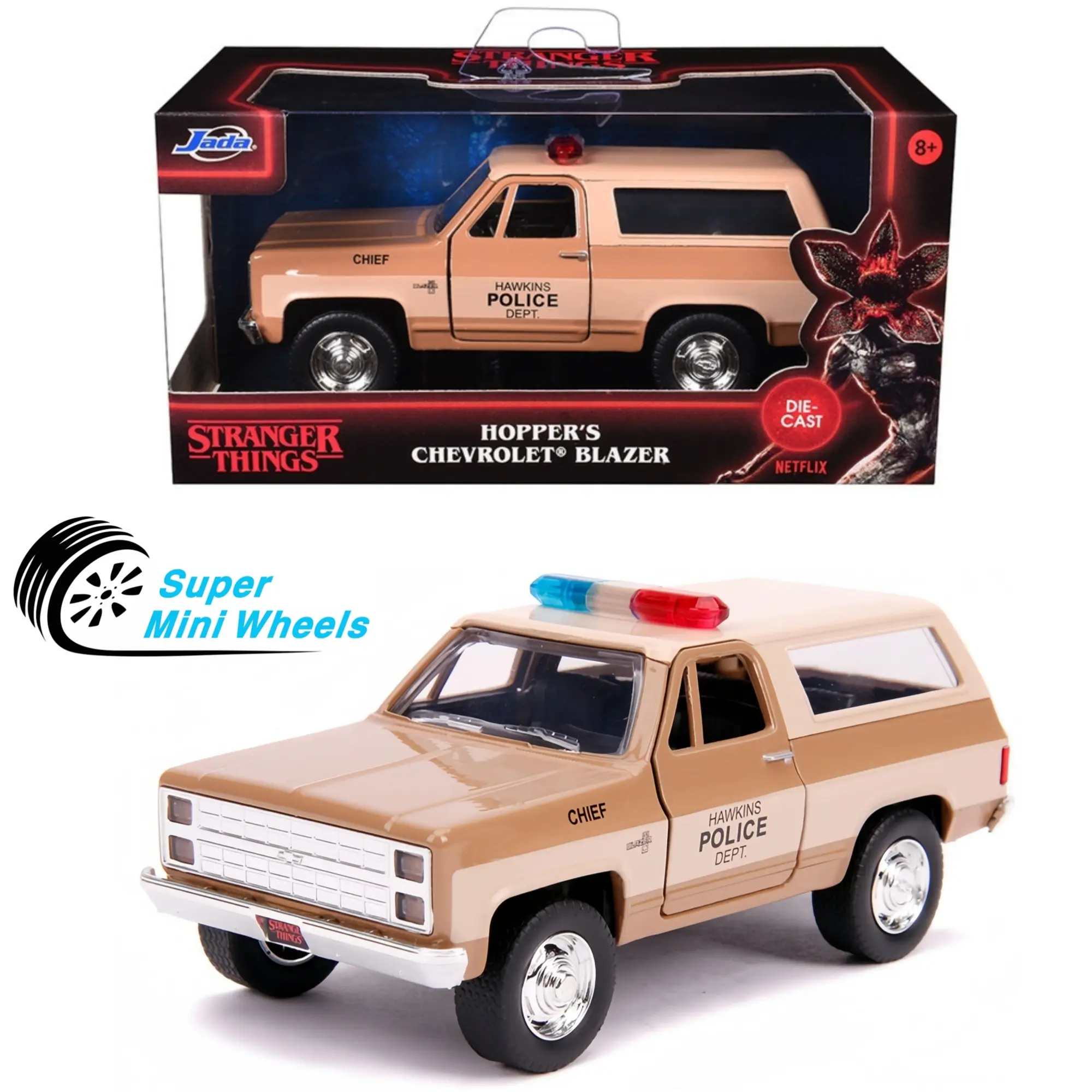 Jada 1:32 Stranger Things Hopper’s 1980 Chevrolet Blazer Police Car #31114