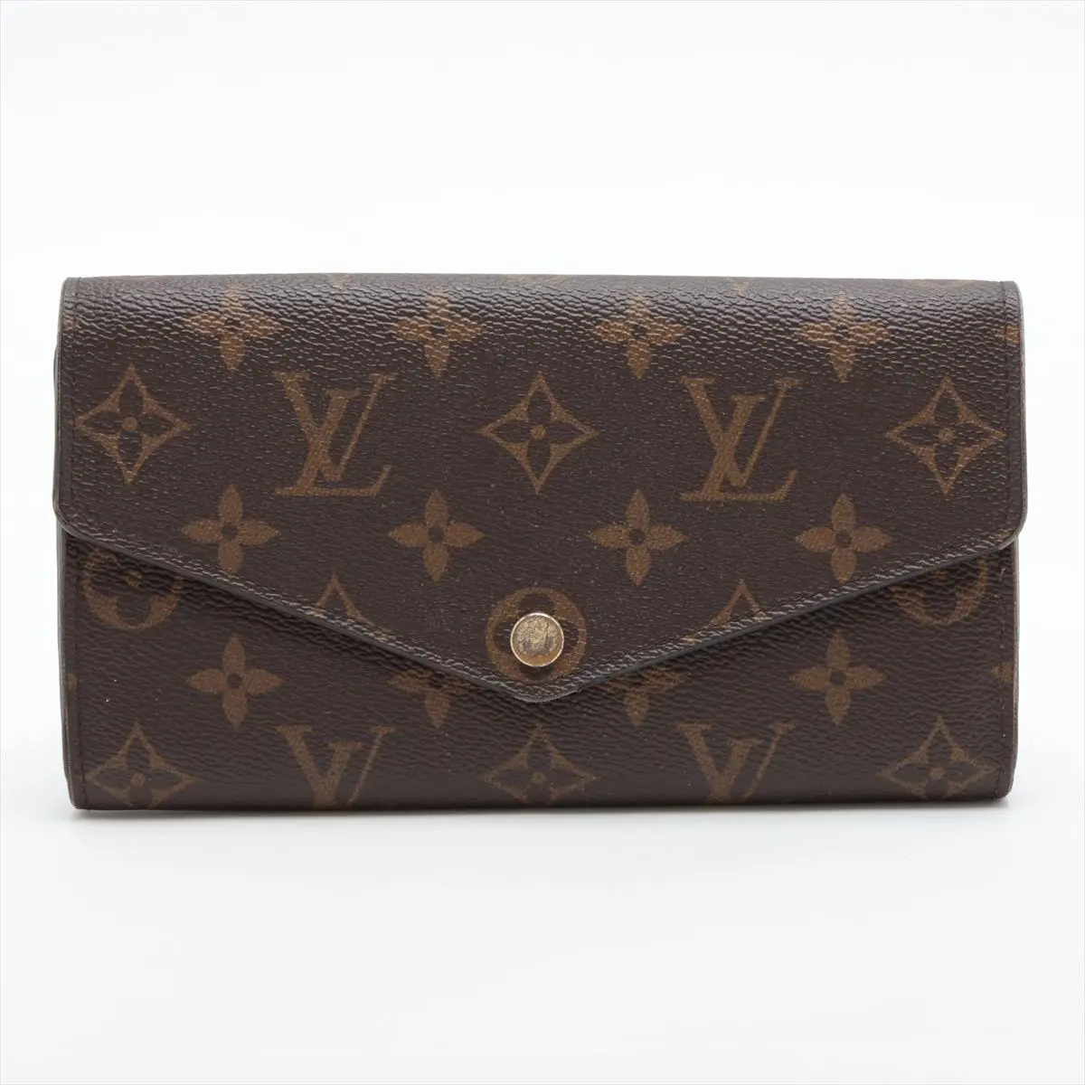 Pre-owned Louis Vuitton Coated Canvas Small Leather Goods Sarah Long Monogram Wallet RFID
