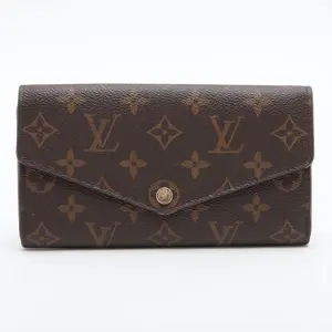 Pre-owned Louis Vuitton Coated Canvas Small Leather Goods Sarah Long Monogram Wallet RFID