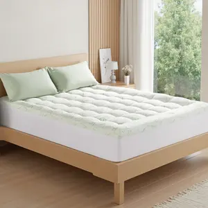 [Dorm Must Have] Raybee  2 Inch Bamboo Fiber Mattress Topper for Back and Joint Pain Relif,  500gsm Microfiber Filling Mattress Pad, 360° Deep Pocket Mattress Protector Cover for Up tp 21" Mattress, Machine Washable, Anti-slide, Twin, Full, Queen, King