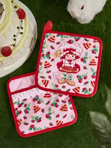 1pc Heat-Resistant Strawberry Shortcake Placemat with Coasters - Colorful Cartoon Charm Kitchenware, Kids’ Tableware Accessory, Easy-Clean Functional Dining Table Item