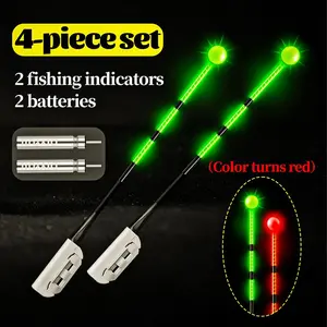 4-Piece Fishing Light Set (2 Lights + 2 Batteries), LED Indicator for Bait Detection, Day & Night Use, High-Quality Fish Attracting Lamp, Fishing Gear Set