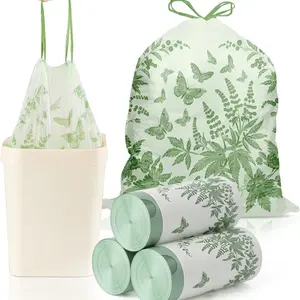 30 Pcs Butterfly Printed & Sweet Wormwood Scented Drawstring Garbage Bags, Tear Resistant 8 Gallon Trash Can Liners, Home Supplies Trash Pack for Home Office Use