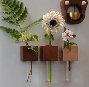 2PCS Vase Magnets for Fridge,Hanging Planter Propagation Station Glass Flower Vase for Hydroponics Plants, Bathroom, Home Office Living Room Decor Gift,Set of 2