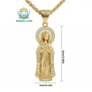 Woman's Virgin Mary Necklace 18K Gold Plated Virgin of Guadalupe Pendant Necklace Women's Fashion Jewelry Religious Necklaces stack
