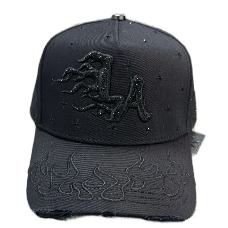 LA Los Angeles All Black Flames Crystals Edition