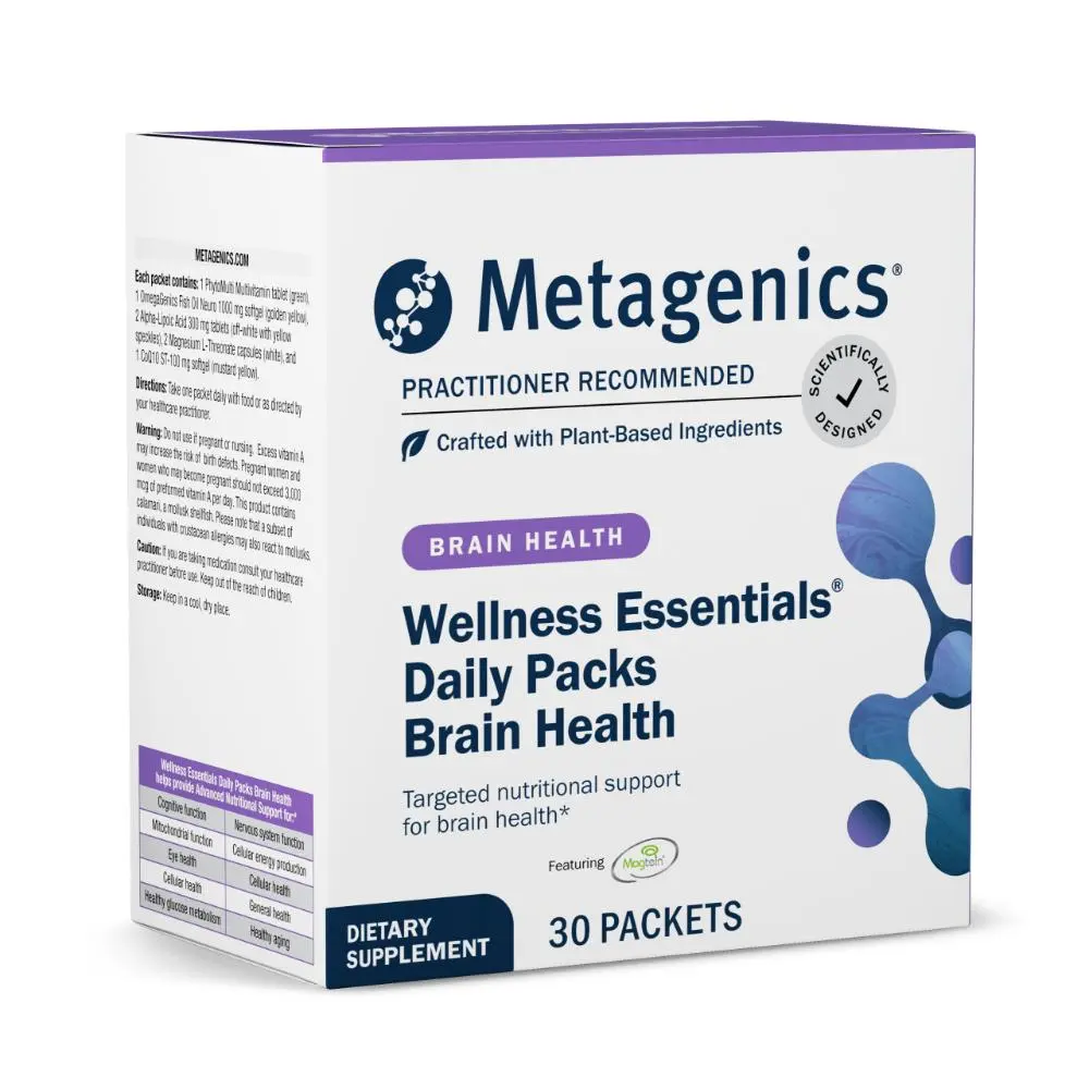 Metagenics Wellness Essentials Brain Health - Comprehensive Daily Multivitamin Packs - with Alpha Lipoic Acid, Biotin, DHA, Folate & CoQ10 - Supports Memory, Focus & Brain Function - 30 Packets
