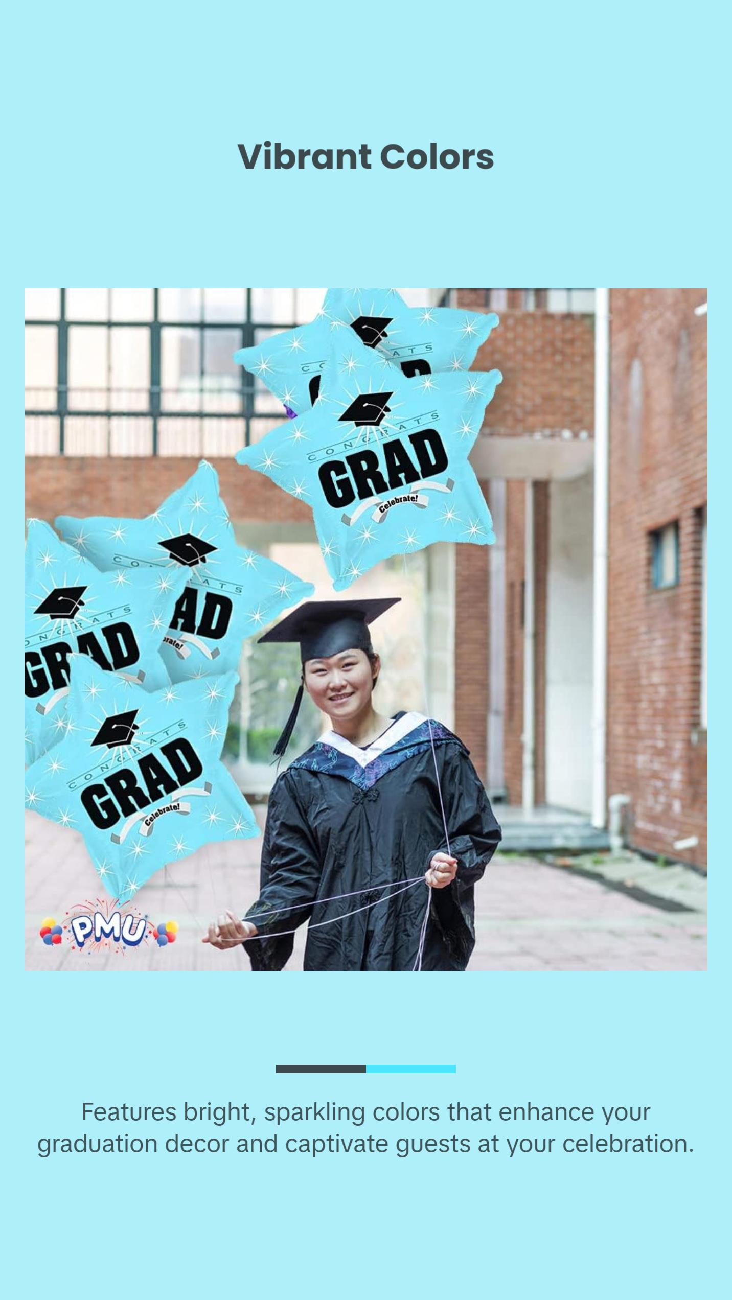PMU Congrats Grad Cap Balloon, Star 18in Mylar | Graduation Decoration Mylar Balloons | Celebrate Success with Vibrant Graduation Balloons | Balloon Graduation Décor