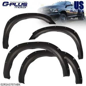 Pocket Rivet Style Fender Flares, Smooth 4Pcs Automotive Car Accessories Truck Protector for 2010-2018 Dodge Ram 2500 3500