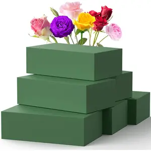Upgraded 6 Pack Floral Flower  Blocks, Green   for Flower Arrangements, Wet & Dry Florist  Styrofoam for  and Artificial  (5.5"L X 3.1"W X 1.6"H)
