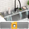 【SohoChic】24-In Rectangle Silicone Faucet Mat - Easy-Install Home Goods Water Splash Guard, Sink Protector for Faucet Area, Prevents Water Pooling, Grey