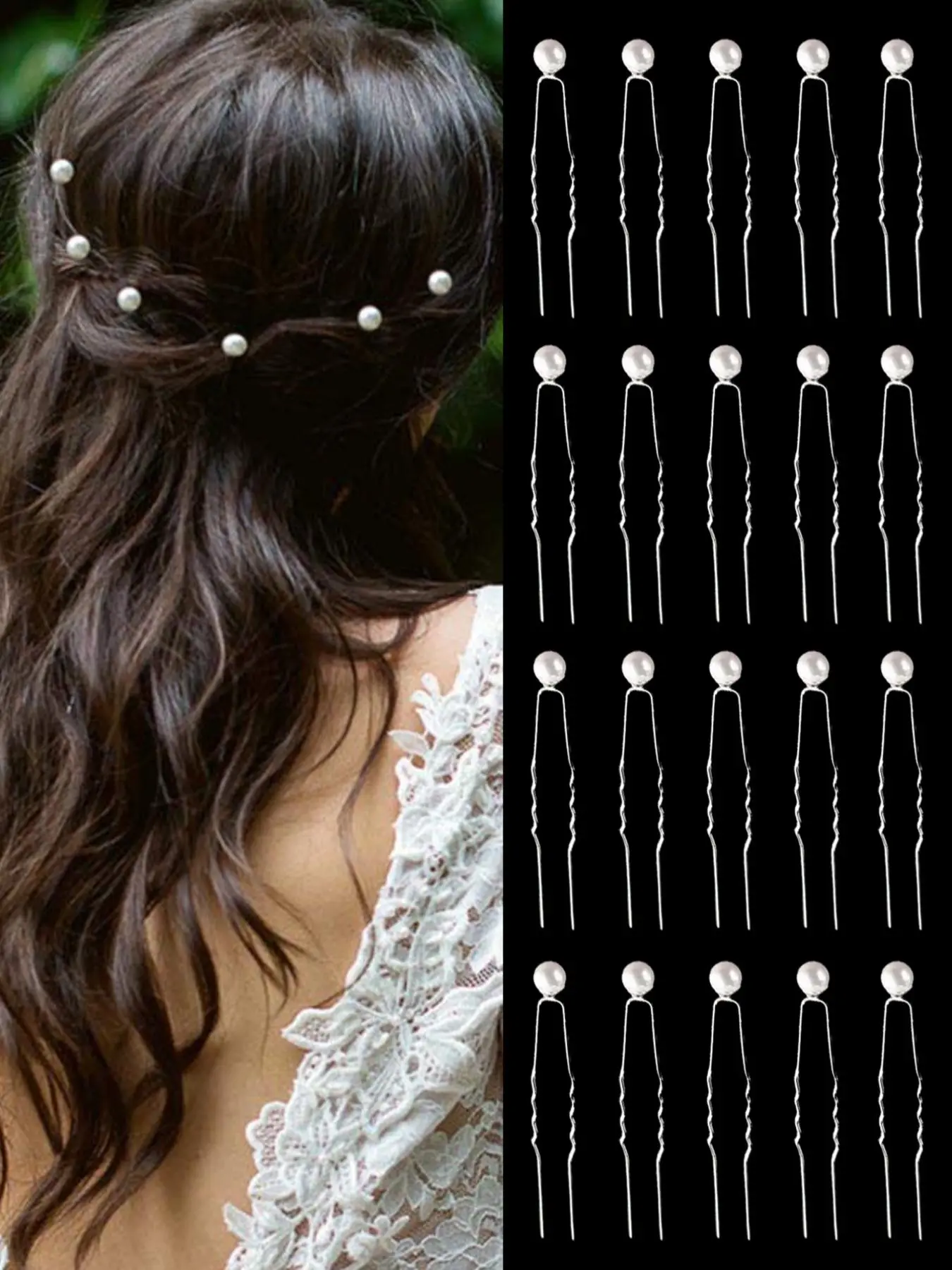 20pcs Faux Pearl Decorated Hair Pin, Elegant Fashion Hair Accessories For Wedding Party Bridal, Girl's Temperament All-match Head Decoration