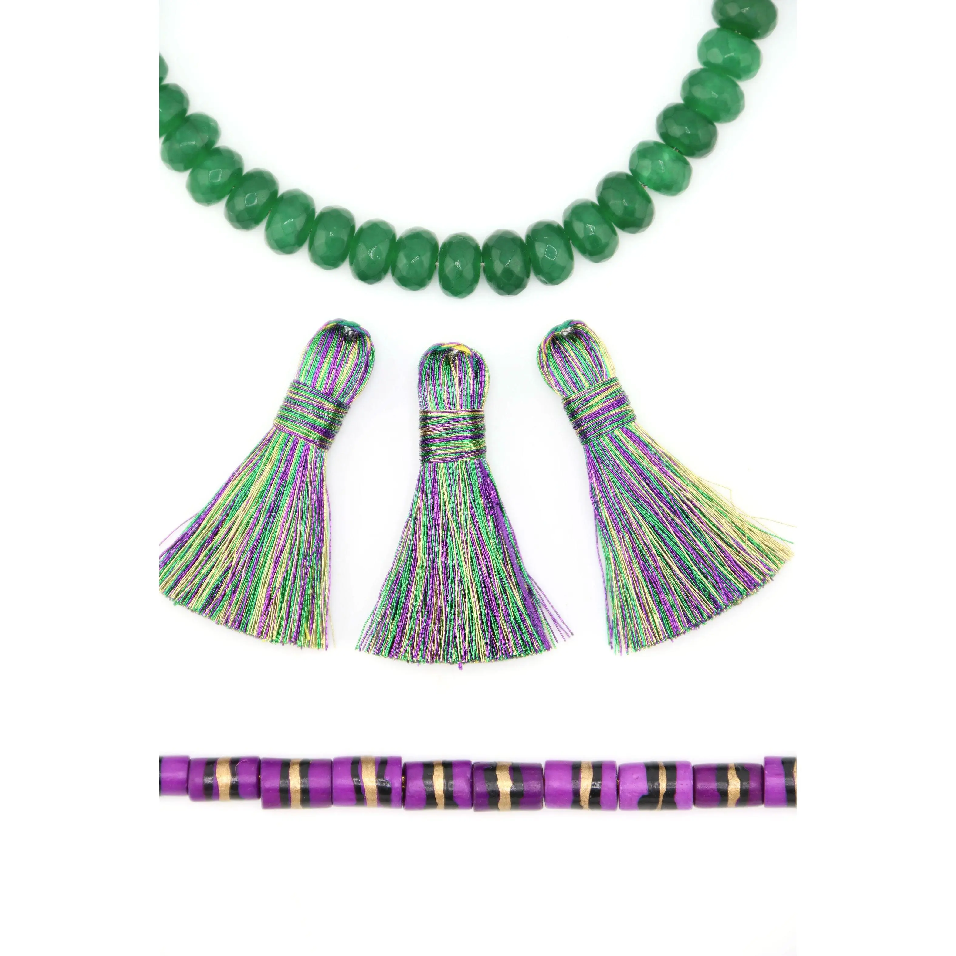 Metallic Mardi Gras Tassels: 1.25" Handmade Tassels for DIY Jewelry, 1 Tassel