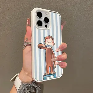 Magnetic Stylish Case for iPhone 17 16 E Pro Max 15 Plus 14 13 12 11 XS XR, Monkey Brushing Teeth Aesthetic | Shockproof, Silicone, Lightweight, Girly, and Scratch Resistant Protection