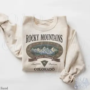 Retro Rocky Mountains Sweatshirt, Vintage 90s Colorado Graphic Crewneck, Mountain Pullover Gift, Nostalgia Hiking Old School Gift
