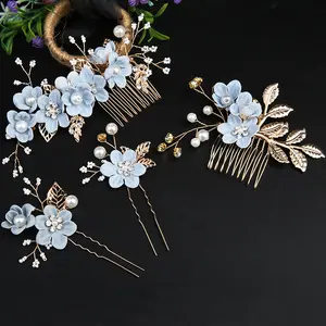 Gold leaf updo hair comb headpiece handmade bridal crown headpiece flower comb hair accessory bridal jewelry, European and American gold leaf updo, hair comb headpiece handmade bridal crown