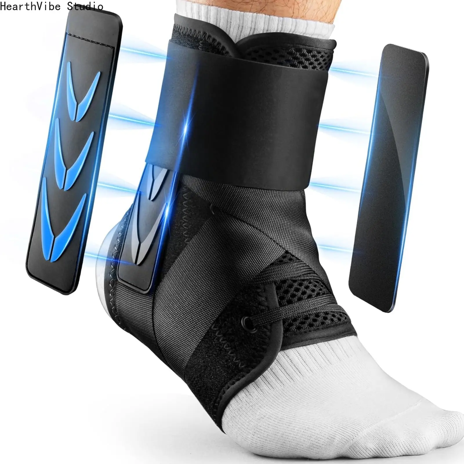 Maximum Support Lace-Up Ankle Brace for Men & Women - 3-Layer Adjustable Figure-8 Compression Strap, Premium Anti-Sprain Foot Protector for Basketball & Volleyball