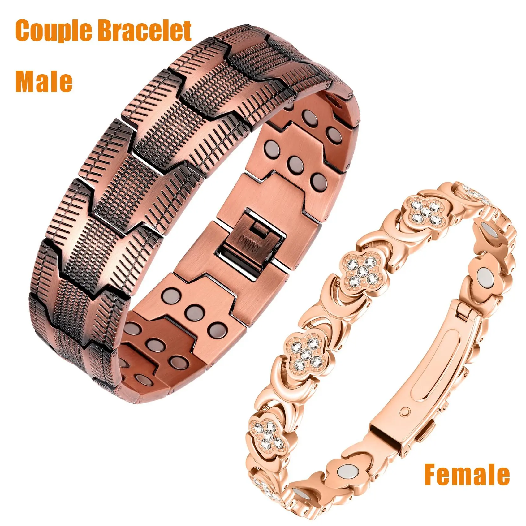Nandudu Pure Copper Magnetic Couple Bracelets for Men and Women, , Adjustable Tool Daily Gifts Jewelry