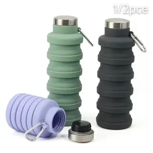 Collapsible Silicone Water Bottle, Leakproof Water Bottle, Leak-Proof Foldable Reusable Drinkware with Carabiner Food Grade BPA-Free Portable Summer Water Jug, Ideal for Outdoor Sports Travel Gym Gift for Sports Enthusiasts Men Women