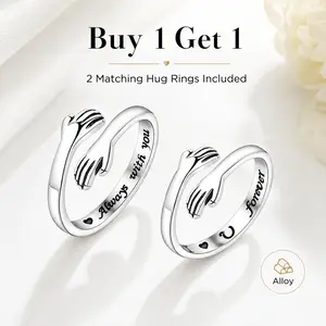 Buy 1 Get 1 Light Luxury Minimalist Hug Ring - Fashionable Adjustable Open Design, Suitable for Couples' Daily Wear and Special Occasions