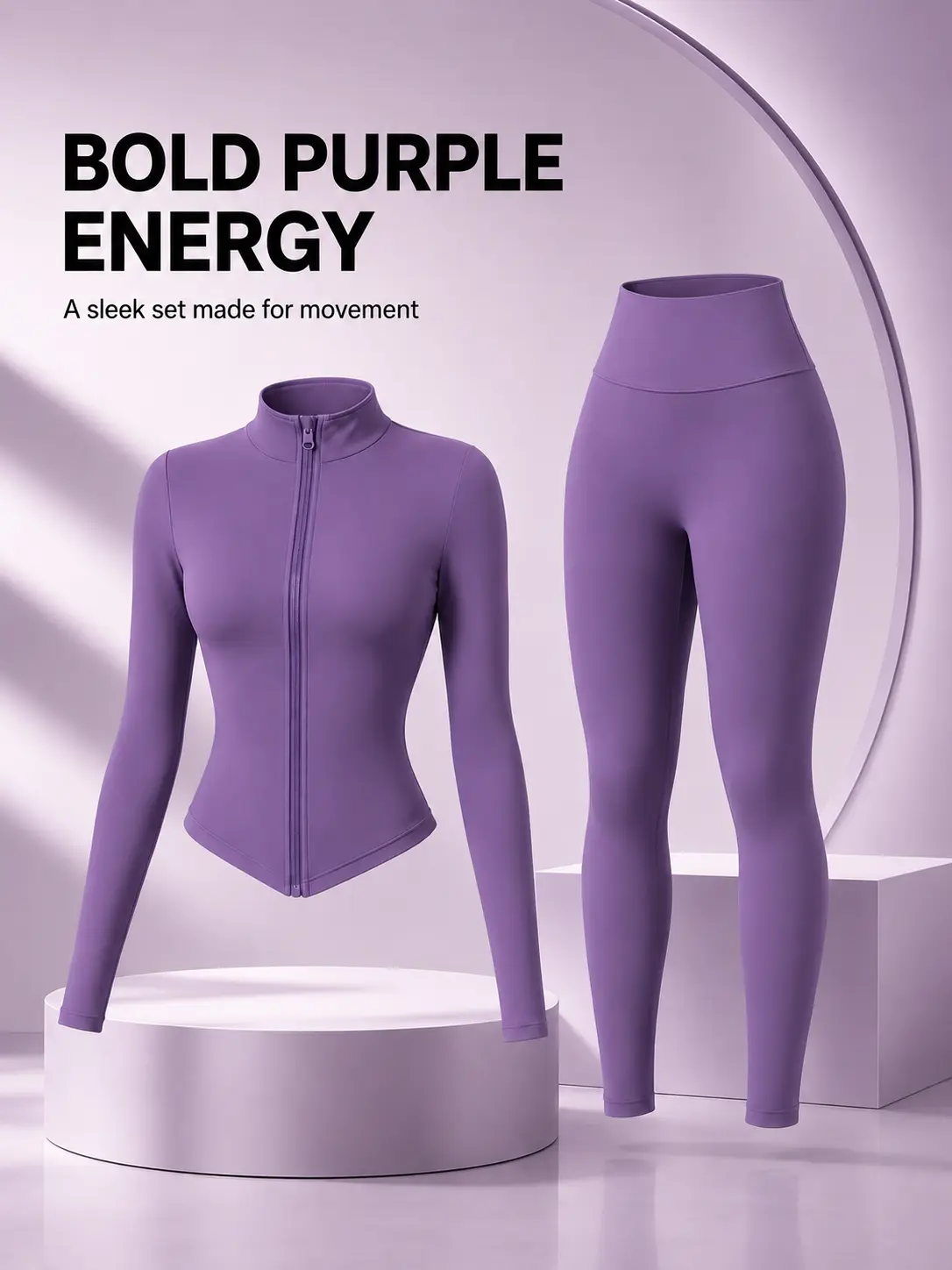 CKG Women's 2-Piece Sun Protection Activewear Set - Lightweight Zip-Up Jacket, High-Waist Leggings, Breathable Stretch Outfit for Running, Outdoor Sports Sauna Jogging Set Solid Tracksuit Set Seamless Gym Set