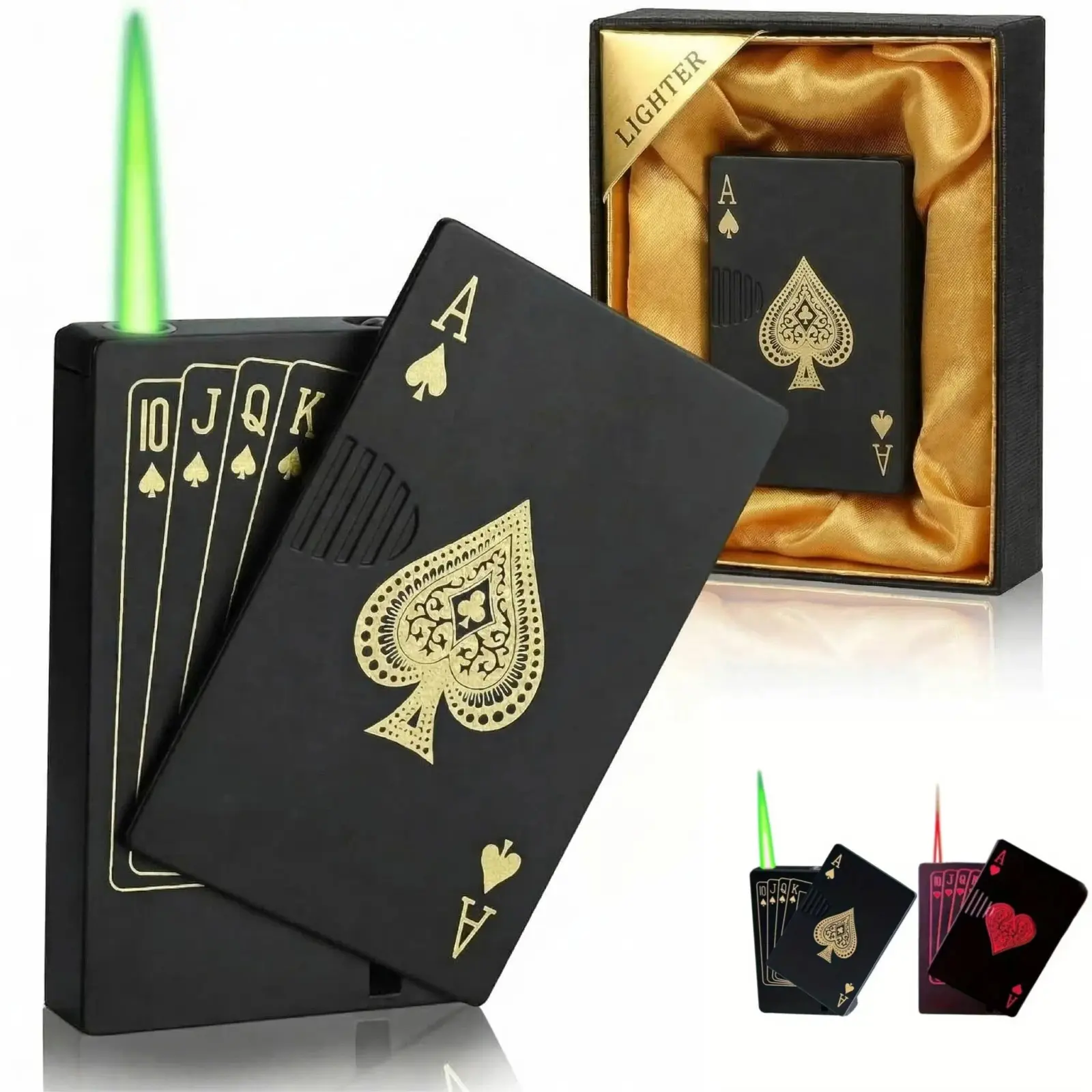 Portable Refillable Butane Jet Torch Reliable Lighter - Windproof, Electric Poker, Ace Card Design, Manual Fill Home Supply Gadget for Outdoor Use (Birthday Gift, Tools and Gadgets for Indoor Use), Outdoor And Indoor Use, Cool Accessory