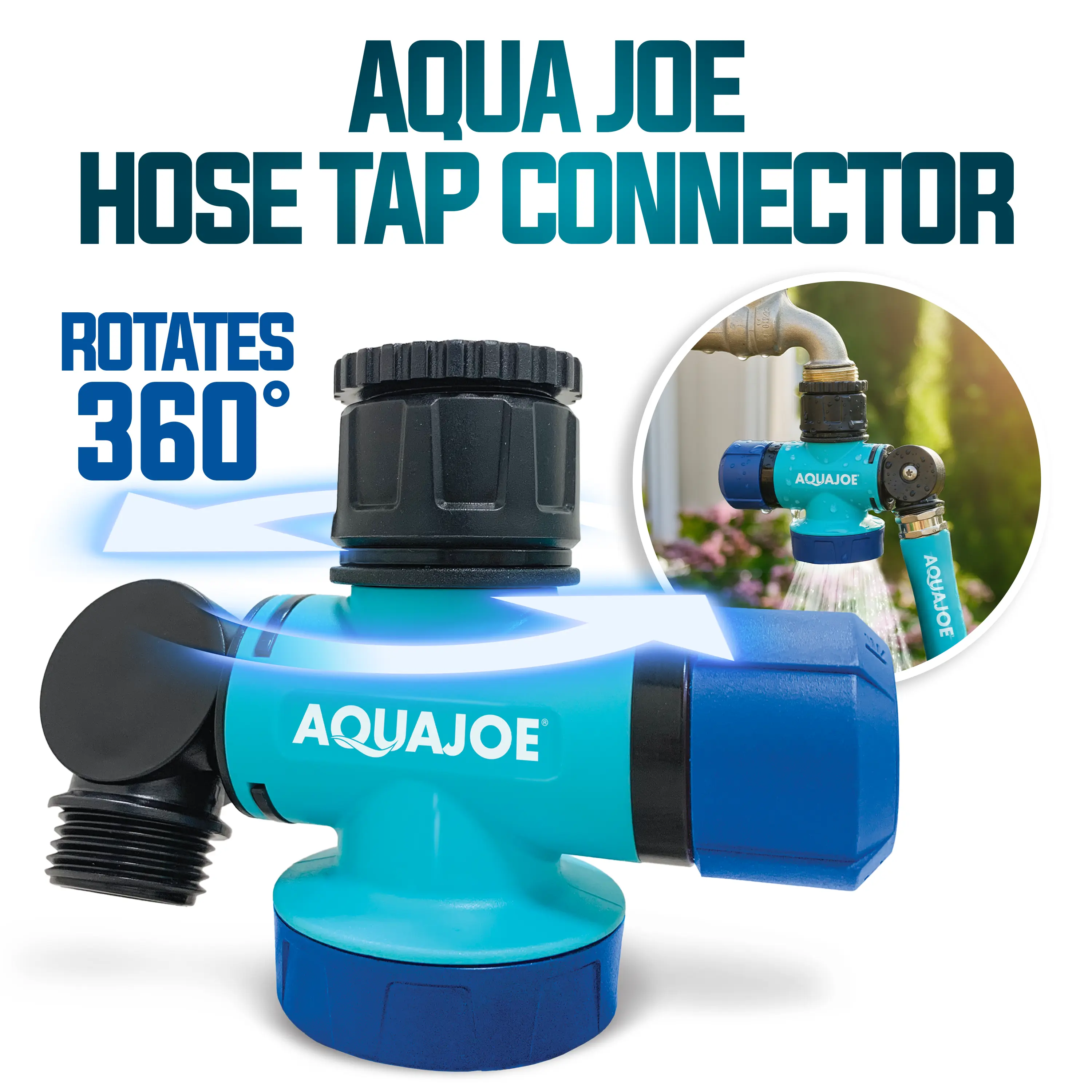 Aqua Joe Multi-Function Outdoor Faucet and Garden Hose Tap Connector