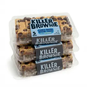 Killer Brownie Chocolate Snack Bars - 3 Pack (5 Cookie Dough Flavor Bars Each, 15 Total) Gourmet Baked Dessert Snack