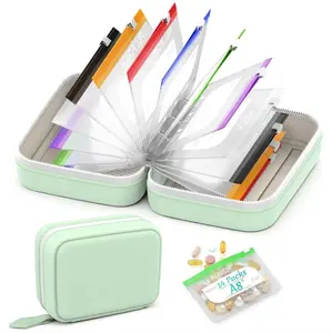 A8 Waterproof Pill Pouch Set, Large Weekly Pill Organizer with 14 Color-Coded Medicine Pouches, Reusable Travel Medicine Organizer, Zippered Pill Storage for Fish Oils, Vitamins（Black）