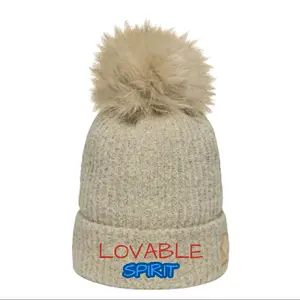 "Lovable Spirit" Pom-Pom Beanie - Soft Microfleece Lining, Faux-Fur Pom, Unisex Fit, Winter Gear for Cold-Weather Warriors