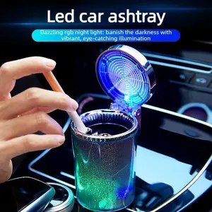 Car ashtray, hanging, personalized, creative, trendy, car interior ashtray with lid and LED light.