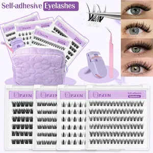 Self Adhesive Eyelashes, 294 Pcs Self Adhesive Glueless Lashes Clusters, False Eyelashes, No Glue Needed, Longer Lasting, No Sticky Residue Pre Glued Eyelashes, Makeup Girl Gifts suitable for daily commuting and travel, portable bag, (Volume-Mixed)