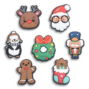 Christmas Croc Charm 7PCS PVC Clog Pins Accessories Party Favors Birthday Gifts Holidays Decoration for Boys Women Girls