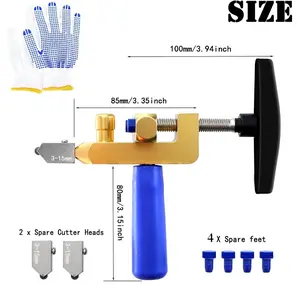Tile Cutter Hand Tool, 2 in 1 Glass Tile Cutter Breaking Pliers, Manual Tile Cutter with 3 Tungsten Steel Blade, Mirror Cutting Tool for Home DIY Cutting Glass Tile Glazed Ceramic