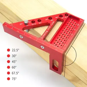 3D Multi-Angle Carpenter Hole Marking Ruler, Aluminum Alloy Precision Metric Measuring Tape, 22.5-90 Degree Woodworking Protractor Tool