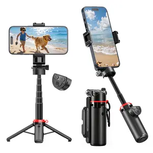 2026 4-in-1 Mini Selfie Stick with Focus Extendable Ultra-Stable Quad-Leg Base 360° Rotation Wireless Bluetooth 5.3 Remote for Android & iOS Lightweight Travel-Ready Selfie Stick & Tripod - Mount