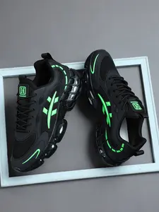 Men's Casual Colorblock Shoes, Comfortable Sporty Outdoor Shoes, Color Block Sneakers, PU Leather Upper, PVC Sole, Medium Width Design, High-Quality Sports Shoes for All Seasons
